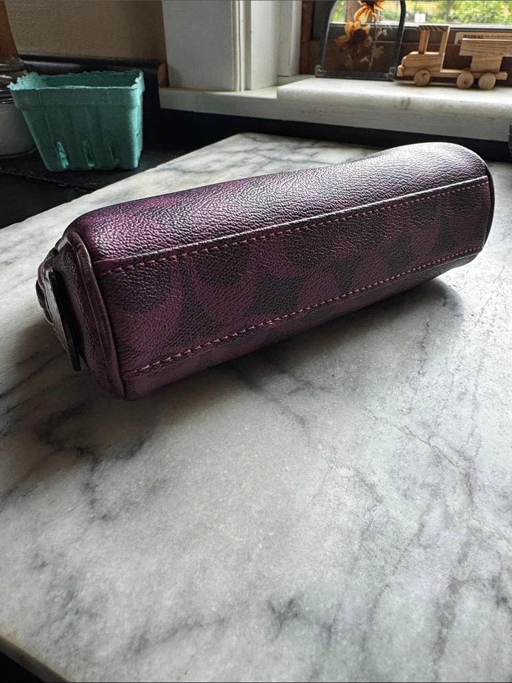 Coach Plum Logo Cosmetic Pouch